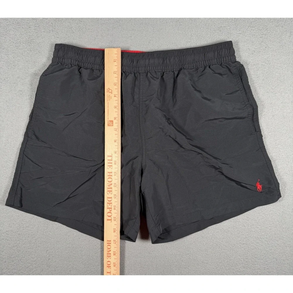 Polo Ralph Lauren Men's Traveler Swim Trunks Black Red Pony Size L Large